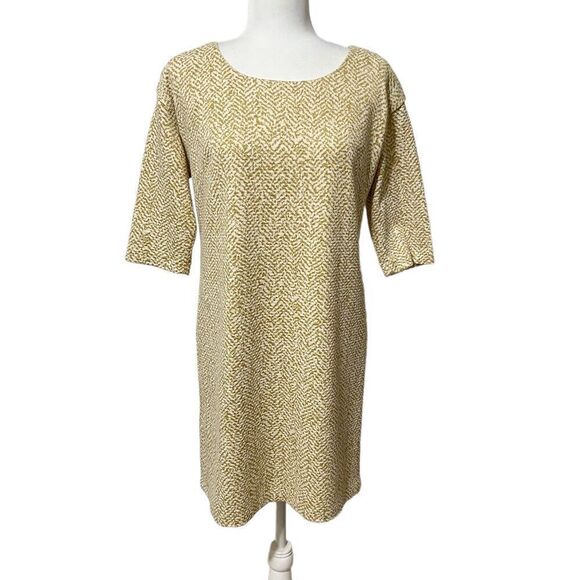 MAGGY LONDON Size 6 Metallic Gold White Sheath Dress Small - Picture 8 of 14
